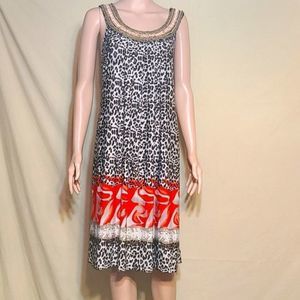 Ilu ilu tribal animal print beaded slveless dress
